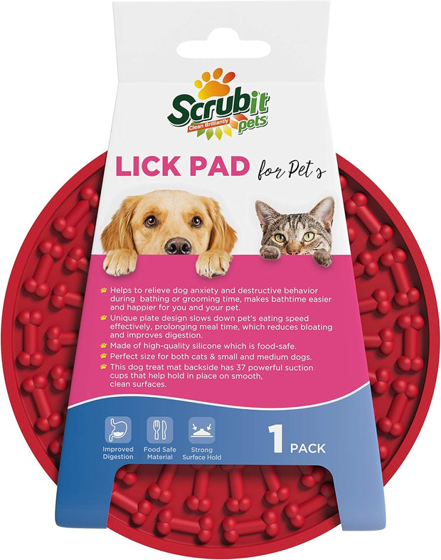 Dog Lick Pad - Pet Fun & Anxiety Distraction Device - Peanut Butter Licking Pad Works as Slow Feeder Treat Bowl - Suction Cups Attach to Wall for Bathing & Grooming Pets - Puzzle Training Toy