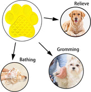 Dog Licking Mat for Anxiety Peanut Butter Slow Feeder Bowls Licking Pad with Strong Suction to Wall for Pet Bathing,Grooming,And Training (Yellow)