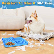 Slow Feeder Mat for Dogs and Cats，Large Lick Mat Slow Feeder for Anxiety Relief Dog Toys Feeding Mat for Butter Yogurt Peanut, Pets Supplies Bathing Grooming Training, Blue