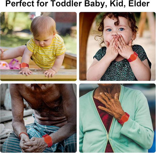 Kids Wristband Compatible with Apple Airtag, Protective Case for Air Tag GPS Tracker Holder with Nylon Bracelet, Adjustable anti Lost Watch Band for Toddler Child Elder(Red)