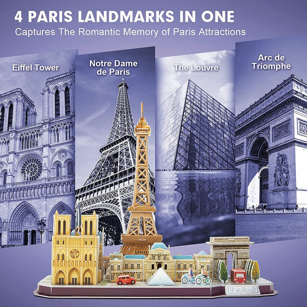 3D Puzzles for Kids Ages 8-10 12-14 Pairs Cityline Arts Crafts for Girls Ages 8-12 Architecture STEM Projects for Kids Ages 8-12, Toys Gifts for 8 Year Old Girls Eiffel Tower