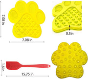 Dog Licking Mat for Anxiety Peanut Butter Slow Feeder Bowls Licking Pad with Strong Suction to Wall for Pet Bathing,Grooming,And Training (Yellow)