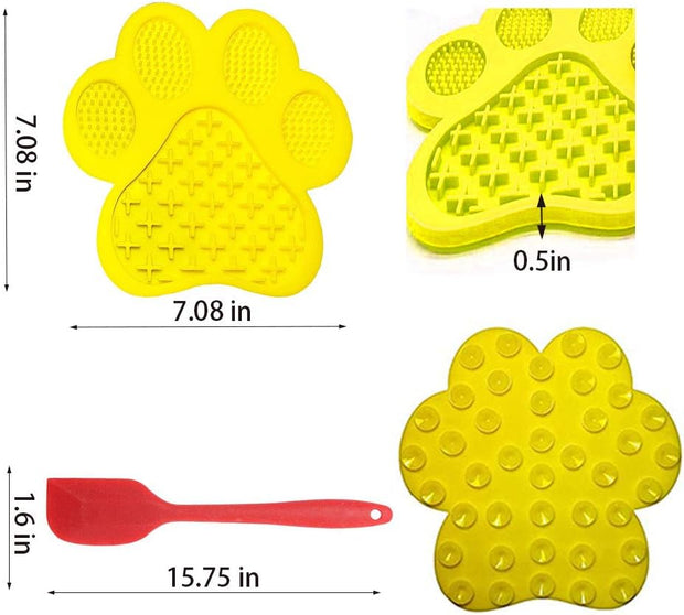 Dog Licking Mat for Anxiety Peanut Butter Slow Feeder Bowls Licking Pad with Strong Suction to Wall for Pet Bathing,Grooming,And Training (Yellow)