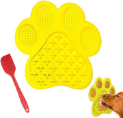 Dog Licking Mat for Anxiety Peanut Butter Slow Feeder Bowls Licking Pad with Strong Suction to Wall for Pet Bathing,Grooming,And Training (Yellow)