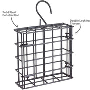 More Birds Suet Cage Bird Feeder, Fruit and Suet Feeder, Single Cake Capacity ,Black