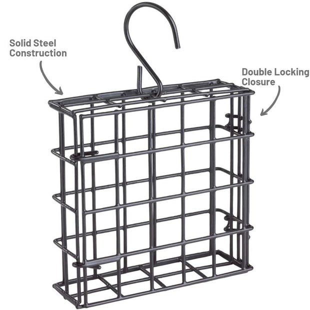 More Birds Suet Cage Bird Feeder, Fruit and Suet Feeder, Single Cake Capacity ,Black