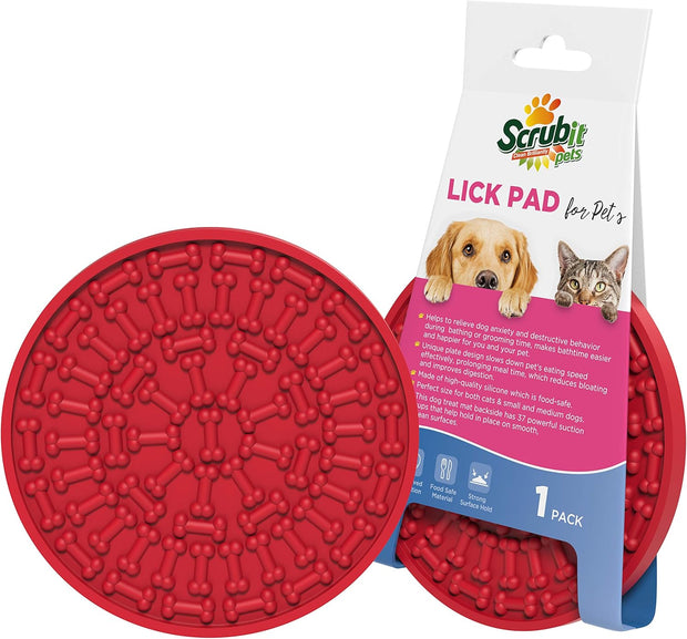 Dog Lick Pad - Pet Fun & Anxiety Distraction Device - Peanut Butter Licking Pad Works as Slow Feeder Treat Bowl - Suction Cups Attach to Wall for Bathing & Grooming Pets - Puzzle Training Toy