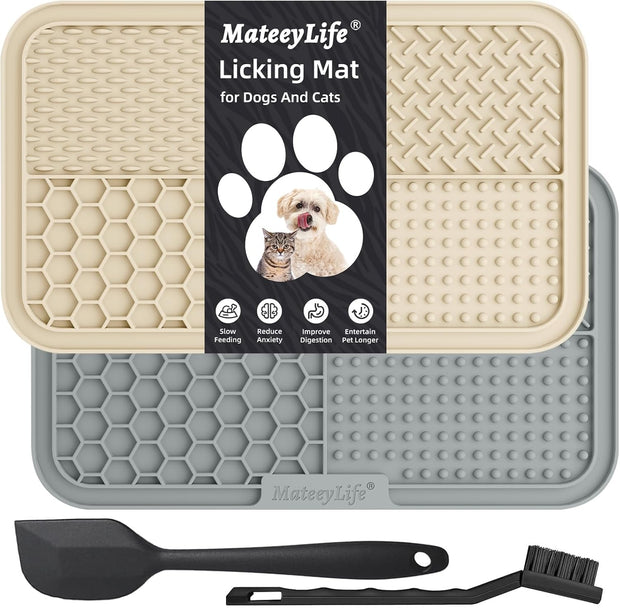 2PCS Large Lick Mat for Dogs with Suction Cups, Slow Feeder Dog Bowls, Dog Lick