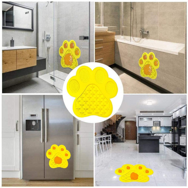 Dog Licking Mat for Anxiety Peanut Butter Slow Feeder Bowls Licking Pad with Strong Suction to Wall for Pet Bathing,Grooming,And Training (Yellow)