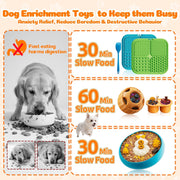 Dog Enrichment Toys 6 Pack - Dog Toys to Keep Them Busy, Lick Mat, Ball & Bowl with Peanut Butter, Frozen Treat Puzzle Dispenser for Anxiety Relief, Reduce Boredom, Perfect for Bathing Grooming