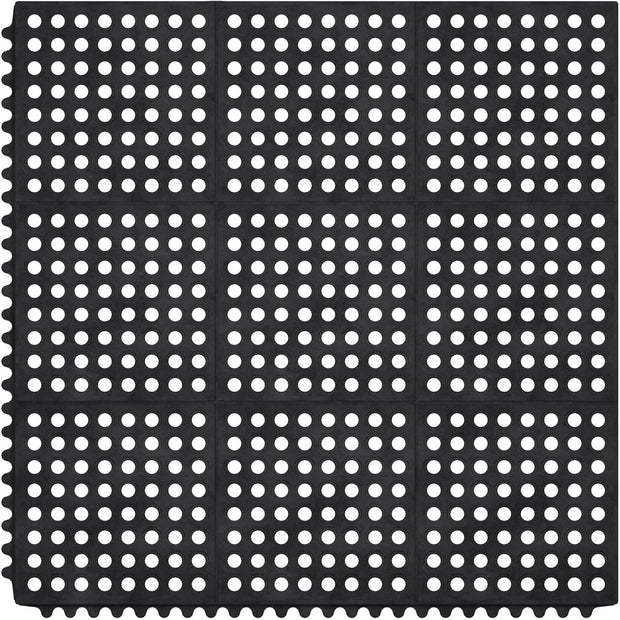 Heavy Duty Rubber Floor Mat – Non-Slip, Waterproof, Easy to Clean – Anti-Fatigue Mat for Commercial Kitchens, Restaurants, Workshops – Oil Resistant, Hose Washable – 36" X 36", Black