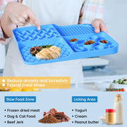 Slow Feeder Mat for Dogs and Cats，Large Lick Mat Slow Feeder for Anxiety Relief Dog Toys Feeding Mat for Butter Yogurt Peanut, Pets Supplies Bathing Grooming Training, Blue