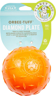 Planet Dog Orbee-Tuff Diamond Plate Orange Treat-Dispensing Dog Toy, Large