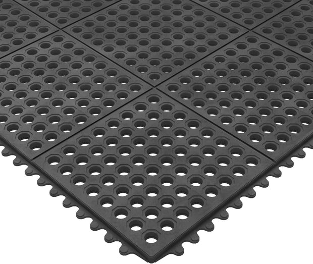 Heavy Duty Rubber Floor Mat – Non-Slip, Waterproof, Easy to Clean – Anti-Fatigue Mat for Commercial Kitchens, Restaurants, Workshops – Oil Resistant, Hose Washable – 36" X 36", Black